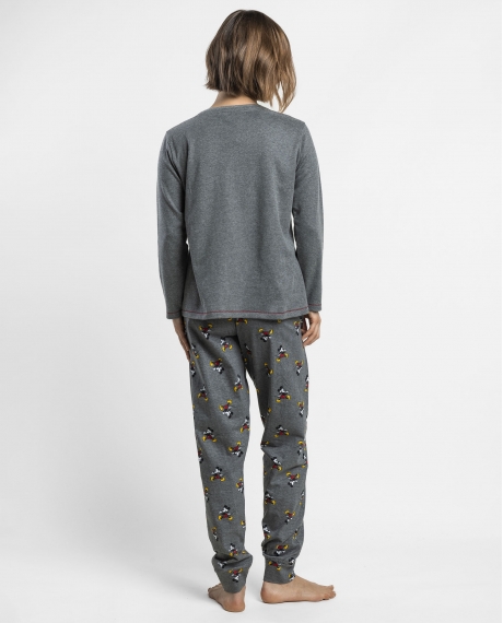 DISNEY Pijama Manga Larga Mickey Disney Studios para Mujer GRIS JASPE 2