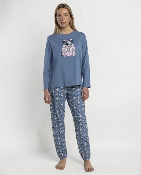 ASTERIX Pijama Manga Larga Idefix para Mujer AZUL