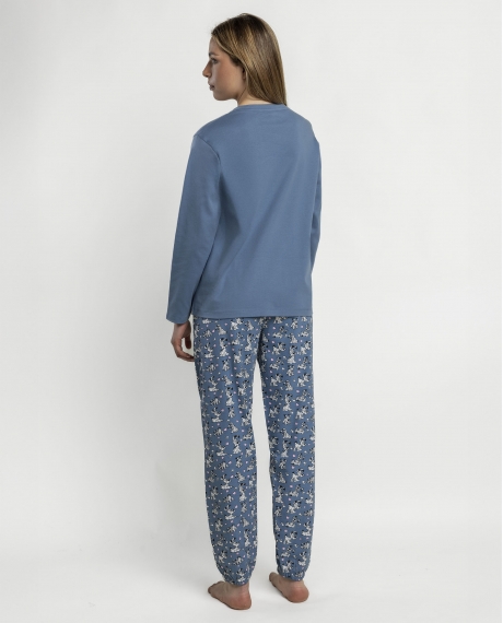 ASTERIX Pijama Manga Larga Idefix para Mujer AZUL 2