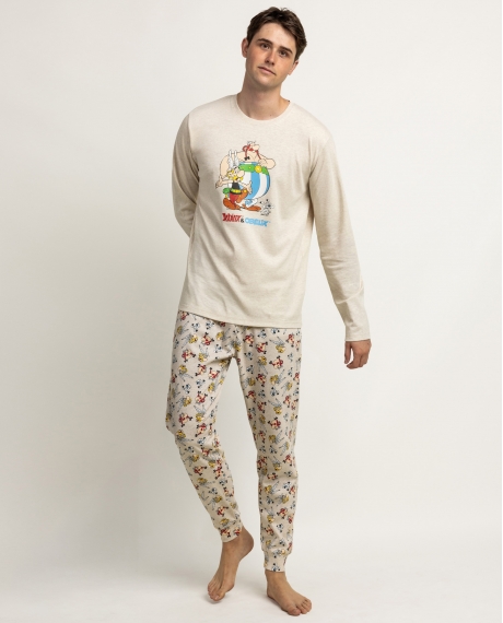 ASTERIX Pijama Manga Larga Le Copains para Hombre BEIGE