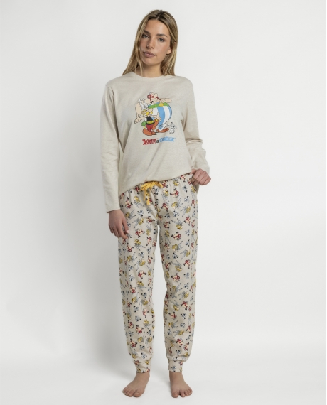 ASTERIX Pijama Manga Larga Le Copains para Mujer BEIGE