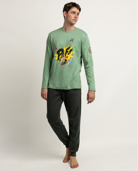 ASTERIX Pijama Manga Larga Asterix Paff para Hombre VERDE