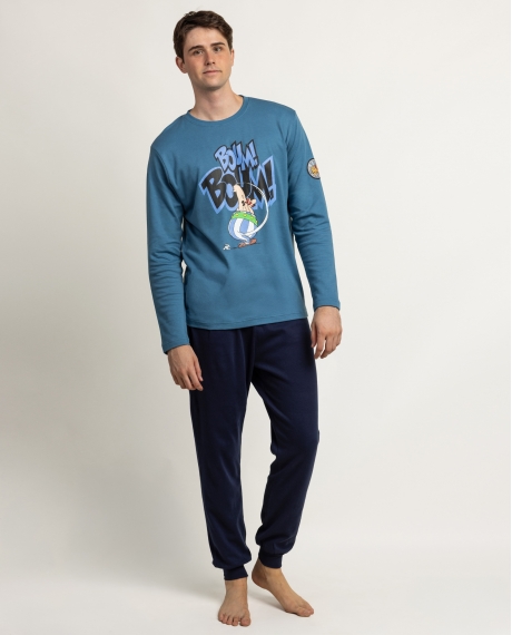 ASTERIX Pijama Manga Larga Obelix Boum para Hombre AZUL