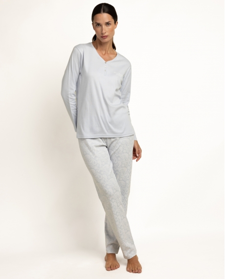 ADMAS Pijama Manga Larga Special Person para Mujer AZUL