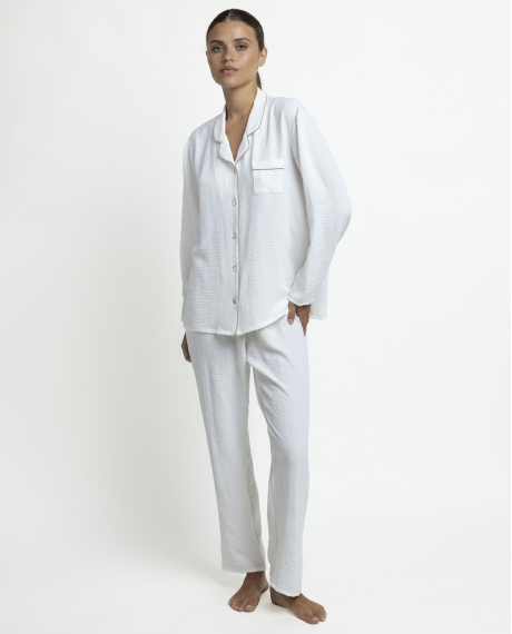 ADMAS CLASSIC Pijama Novia Abierto Manga Larga Arabia para Mujer BLANCO
