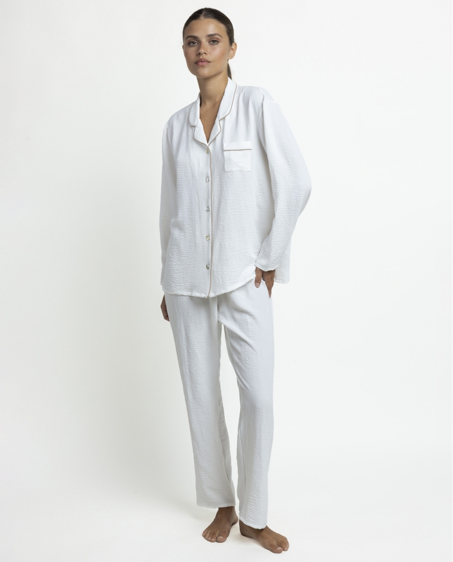 ADMAS CLASSIC Pijama Novia Abierto Manga Larga Arabia para Mujer BLANCO
