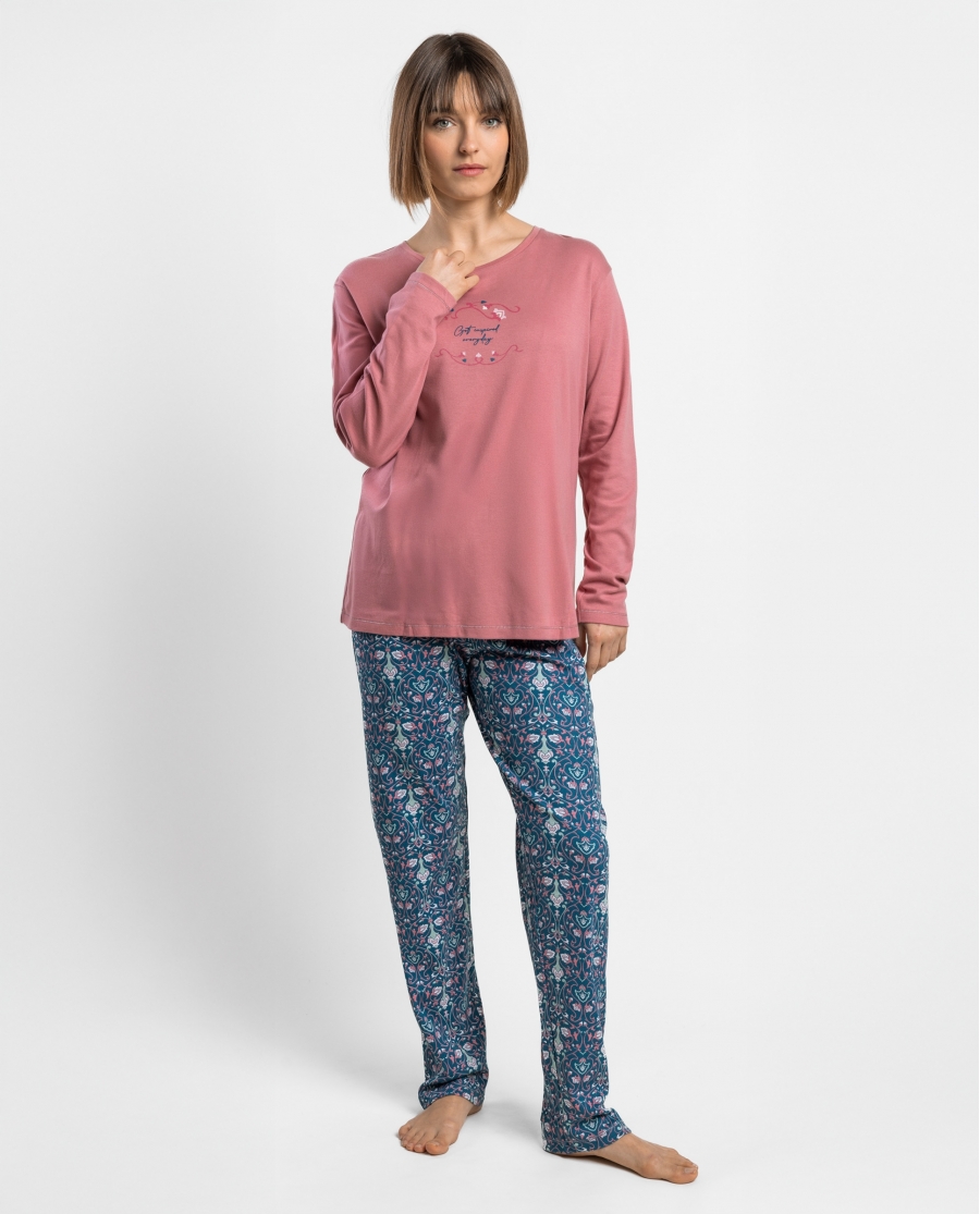 ADMAS GARDEN Pijama Manga Larga Get Inspired para Mujer ROSA