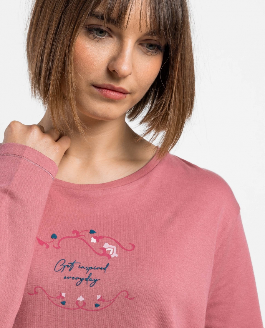 ADMAS GARDEN Pijama Manga Larga Get Inspired para Mujer ROSA