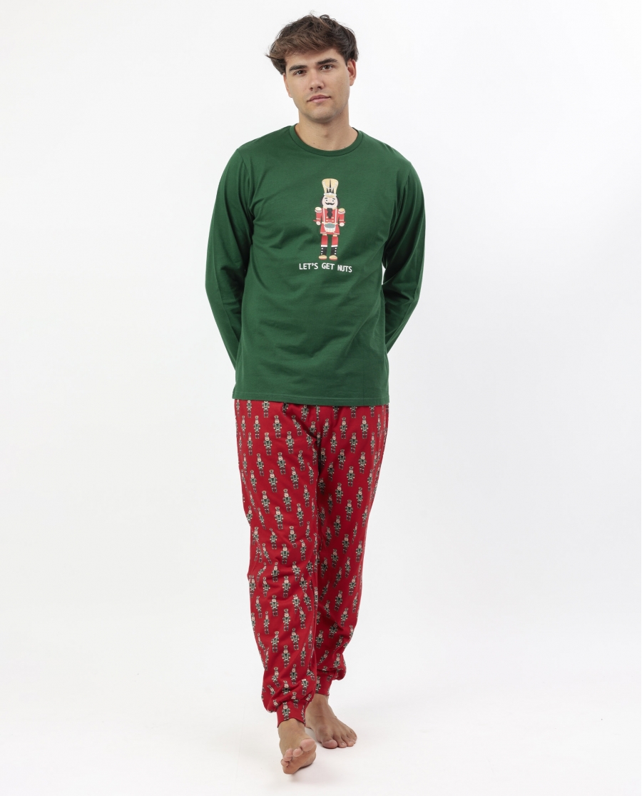 ADMAS Pijama Manga Larga Nutcracker para Hombre VERDE