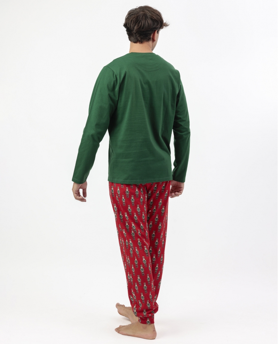ADMAS Pijama Manga Larga Nutcracker para Hombre VERDE