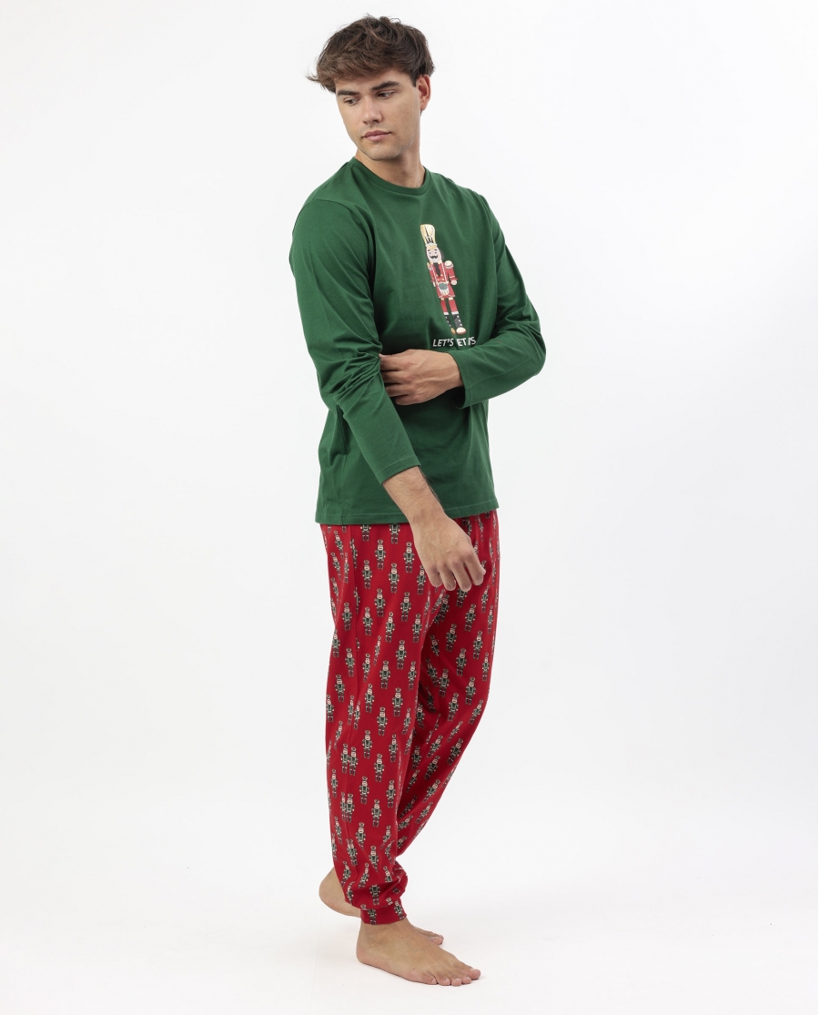 ADMAS Pijama Manga Larga Nutcracker para Hombre VERDE