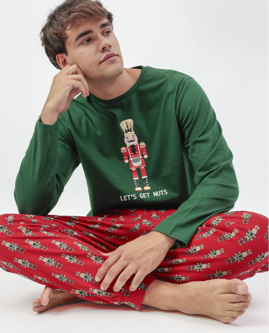 ADMAS Pijama Manga Larga Nutcracker para Hombre VERDE