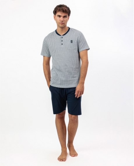 ADMAS CLASSIC Pijama Manga Corta Tapeta Society para Hombre AZUL