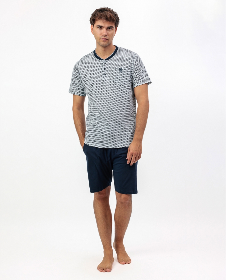 ADMAS CLASSIC Pijama Manga Corta Tapeta Society para Hombre AZUL