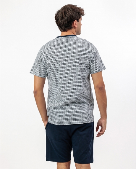 ADMAS CLASSIC Pijama Manga Corta Tapeta Society para Hombre AZUL 2