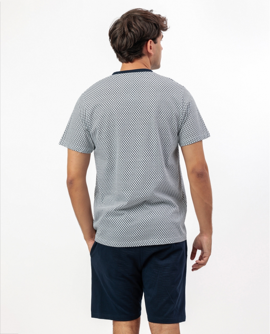 ADMAS CLASSIC Pijama Manga Corta Tapeta Society para Hombre AZUL