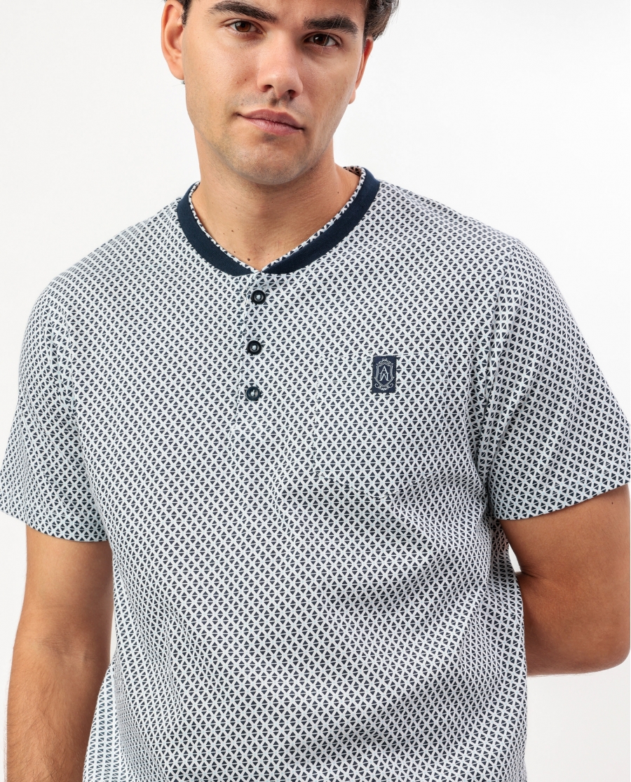 ADMAS CLASSIC Pijama Manga Corta Tapeta Society para Hombre AZUL