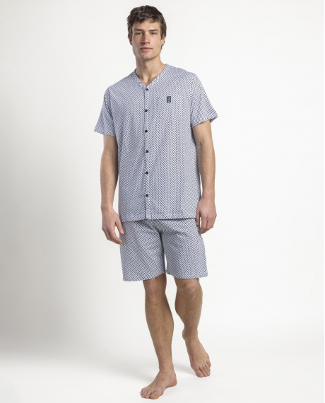 ADMAS CLASSIC Pijama Manga Corta Society para Hombre AZUL