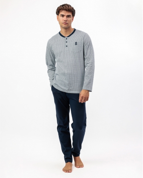 ADMAS CLASSIC Pijama Manga Larga Society para Hombre AZUL