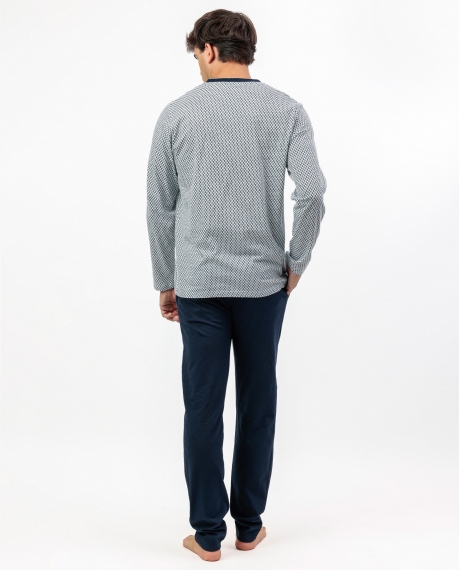 ADMAS CLASSIC Pijama Manga Larga Society para Hombre AZUL 2