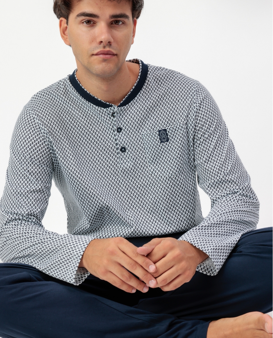 ADMAS CLASSIC Pijama Manga Larga Society para Hombre AZUL