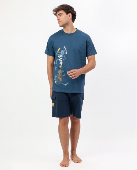 ADMAS Pijama Manga Corta Skate para Hombre AZUL