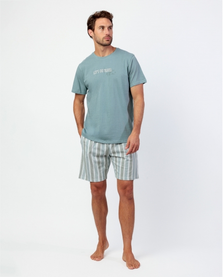 STAY AT HOME Pijama Manga Corta Let´S Go Travel Green para Hombre VERDE