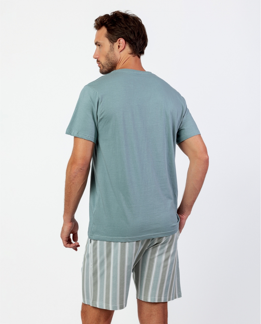 STAY AT HOME Pijama Manga Corta Let´S Go Travel Green para Hombre VERDE