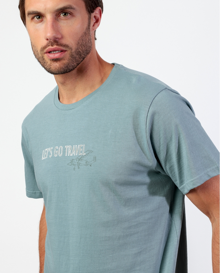 STAY AT HOME Pijama Manga Corta Let´S Go Travel Green para Hombre VERDE