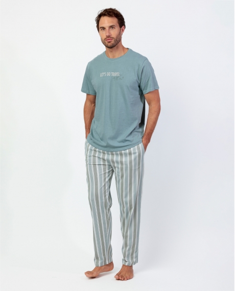 STAY AT HOME Pijama Manga Corta Let´S Go Travel para Hombre VERDE