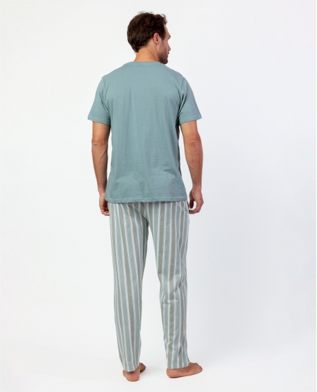 STAY AT HOME Pijama Manga Corta Let´S Go Travel para Hombre VERDE 2