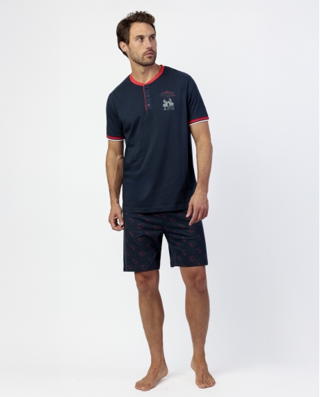ADMAS Pijama Manga Corta Tapeta Red Competition para Hombre MARINO