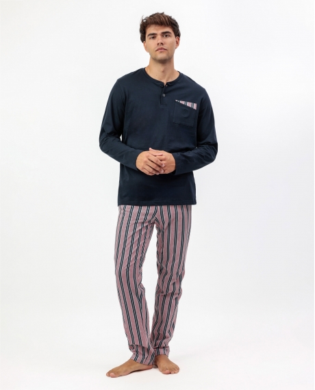 ADMAS CLASSIC Pijama Manga Larga Motion para Hombre MARINO