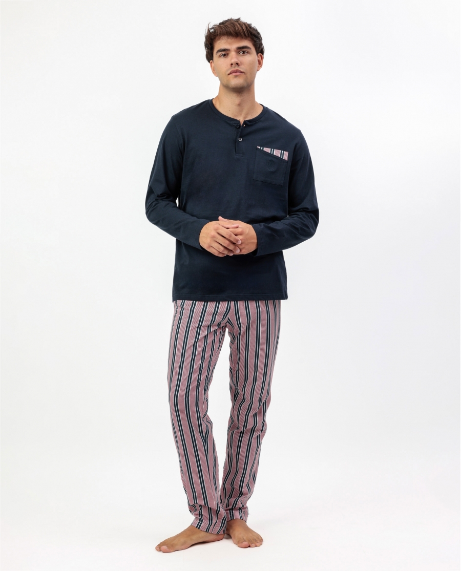 ADMAS CLASSIC Pijama Manga Larga Motion para Hombre MARINO