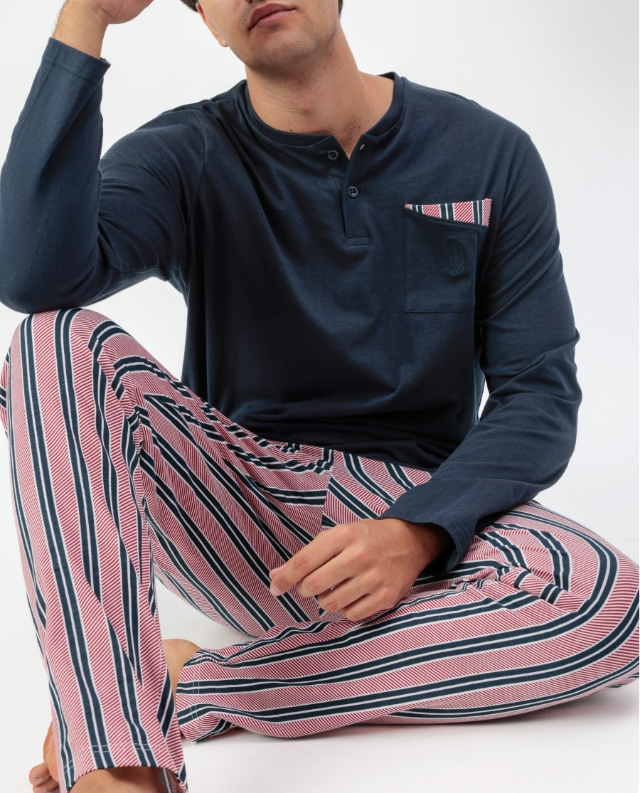 ADMAS CLASSIC Pijama Manga Larga Motion para Hombre MARINO