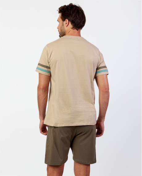 NEW PLAN Pijama Manga Corta Evergreen para Hombre CAMEL 2