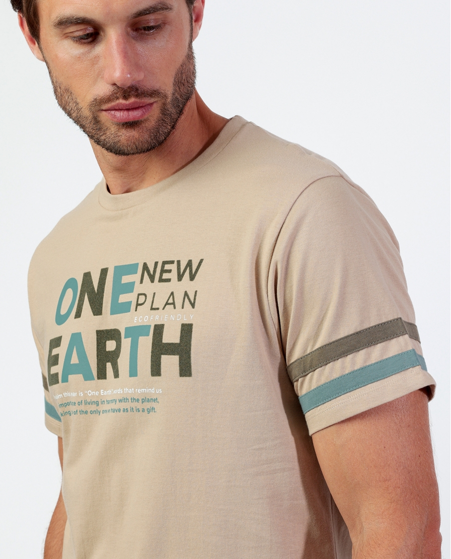 NEW PLAN Pijama Manga Corta Evergreen para Hombre CAMEL