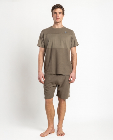 ADMAS HOME Pijama Manga Corta Honey Comb para Hombre CAQUI