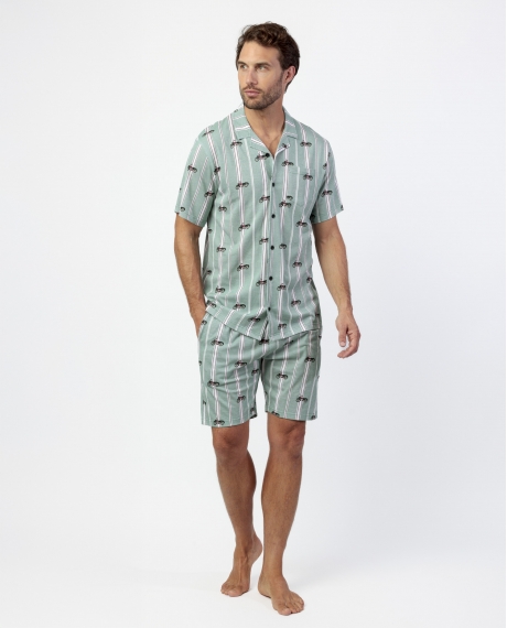 ADMAS Pijama Abierto Manga Corta Kings Of The Road para Hombre VERDE