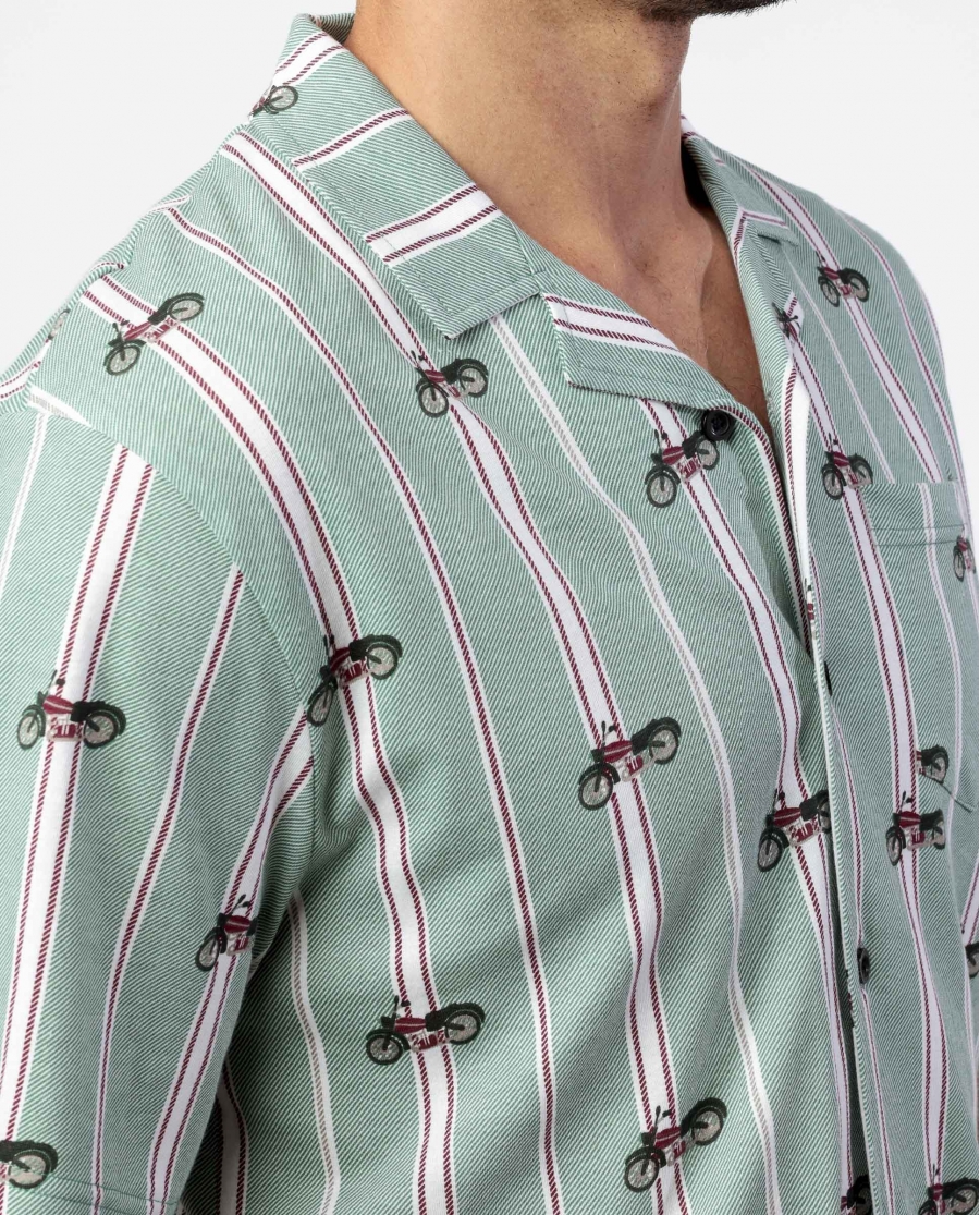 ADMAS Pijama Abierto Manga Corta Kings Of The Road para Hombre VERDE