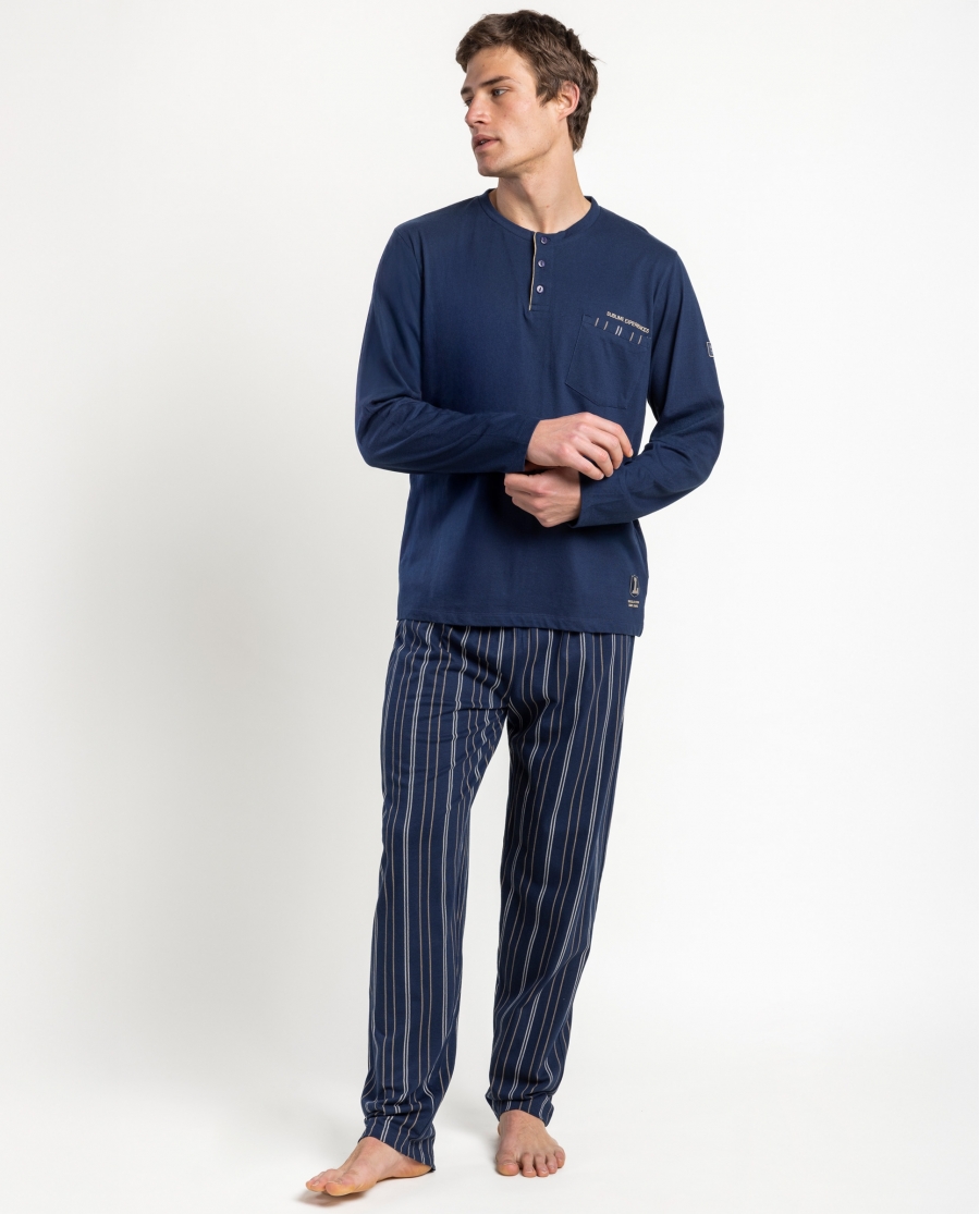 ADMAS Pijama Manga Larga Sublime Experiences para Hombre MARINO