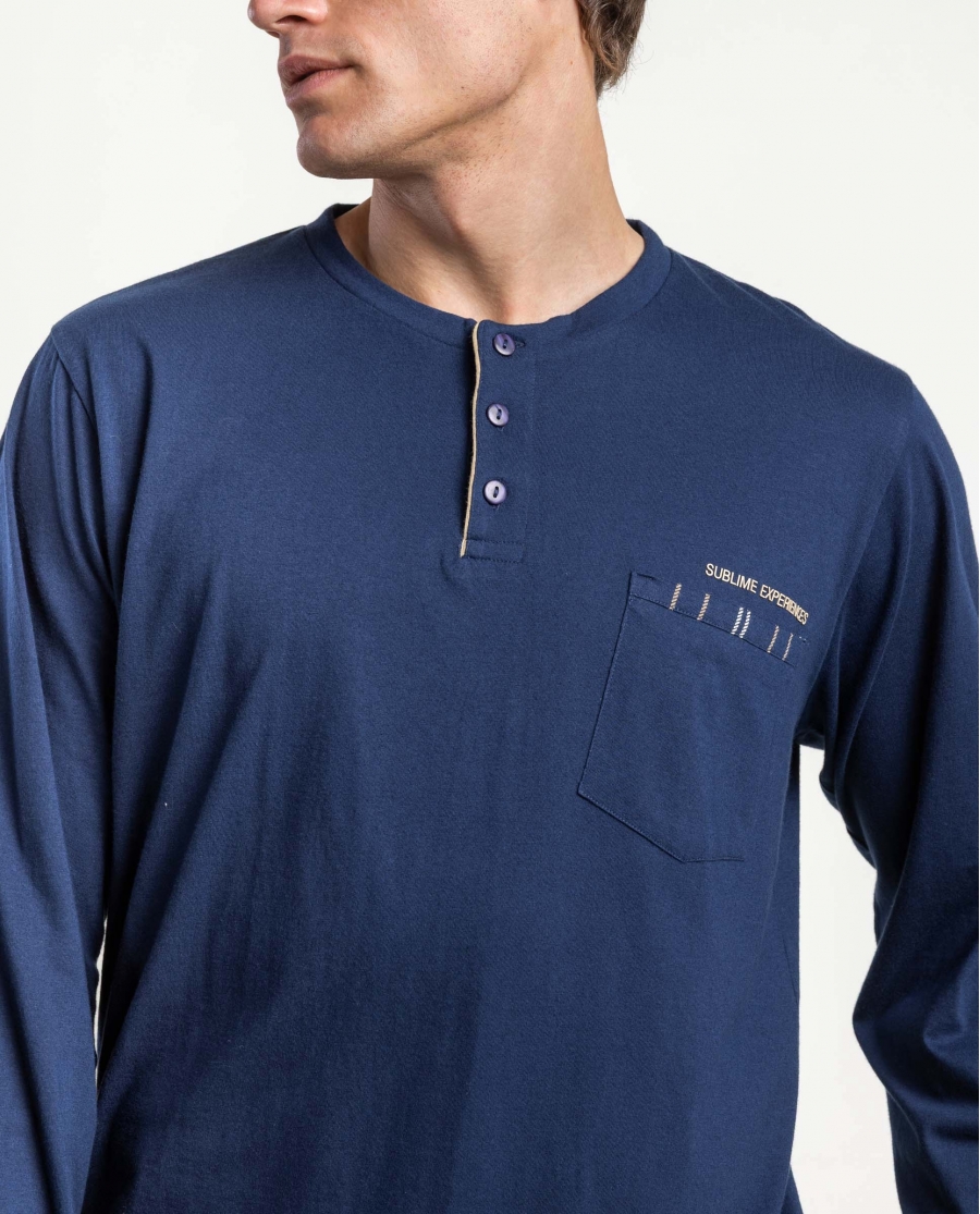 ADMAS Pijama Manga Larga Sublime Experiences para Hombre MARINO