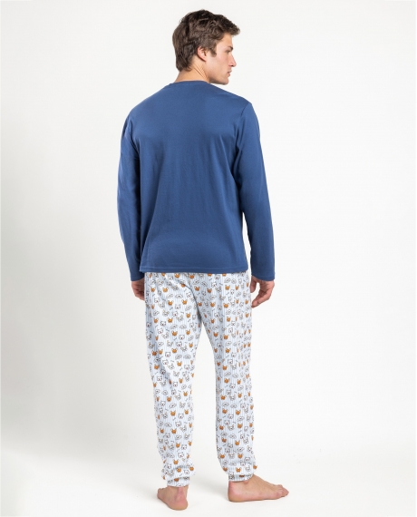 ADMAS Pijama Manga Larga Ruff Morning para Hombre AZUL 2