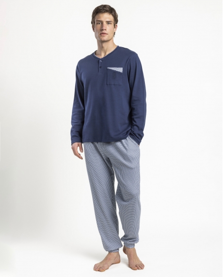 ADMAS CLASSIC Pijama Manga Larga Tapeta Frostline para Hombre MARINO