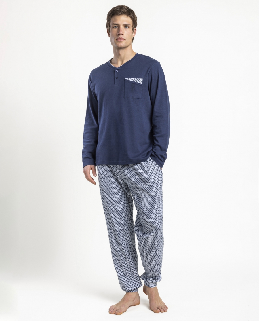 ADMAS CLASSIC Pijama Manga Larga Tapeta Frostline para Hombre MARINO