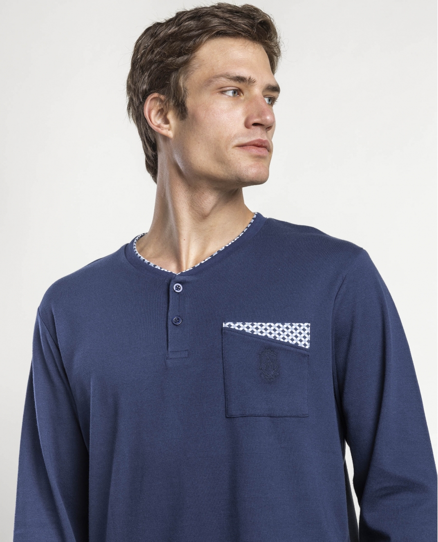 ADMAS CLASSIC Pijama Manga Larga Tapeta Frostline para Hombre MARINO