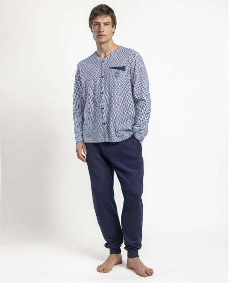 ADMAS CLASSIC Pijama Abierto Manga Larga Frostline para Hombre MARINO