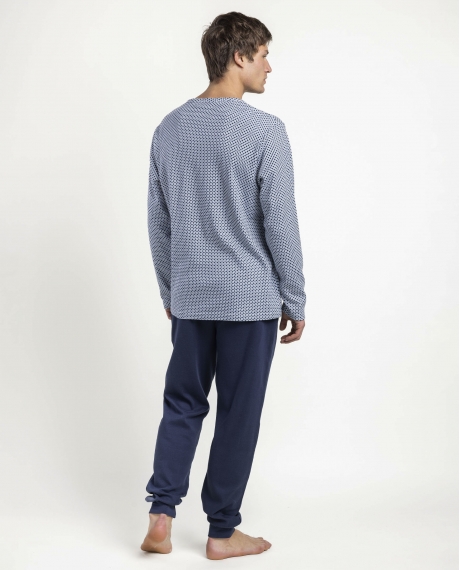 ADMAS CLASSIC Pijama Abierto Manga Larga Frostline para Hombre MARINO 2