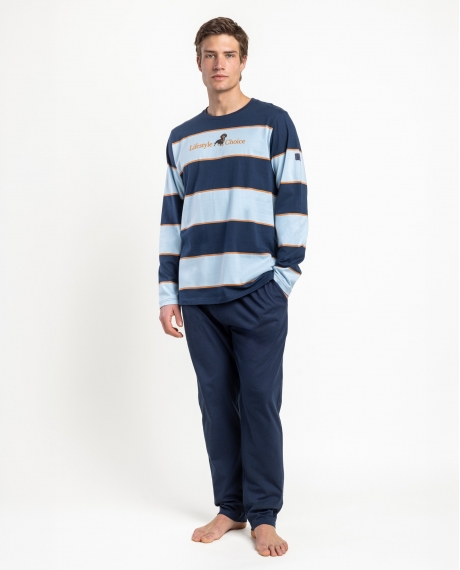 ADMAS Pijama Manga Larga Stripes Livestyle para Hombre MARINO