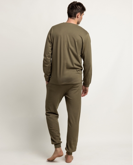 ADMAS HOME Pijama Manga Larga Honeycomb para Hombre CAQUI 2